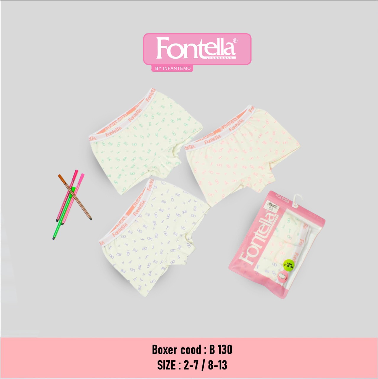 بوكسر بناتي قطن بألوان متنوعة